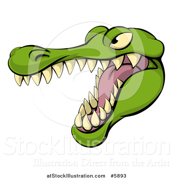 Vector Illustration of an Aggressive Snarling Alligator Mascot Head