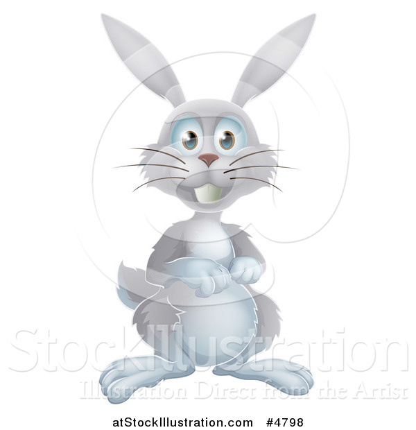 Vector Illustration of an Alert Gray Bunny Rabbit