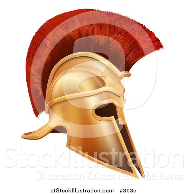 Vector Illustration of an Ancient Bronze Corinthian Spartan Helmet