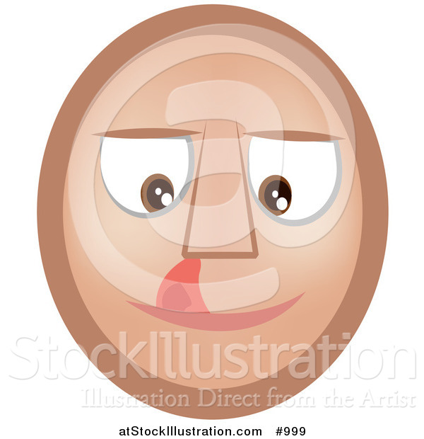 Vector Illustration of an Emoticon Licking Lips - Tan Version