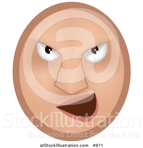 Vector Illustration of an Evil Emoticon Grinning in a Devilish Manner - Tan Version