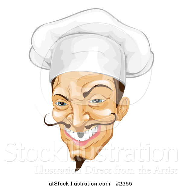 Vector Illustration of an Evil Male Chef Grinning