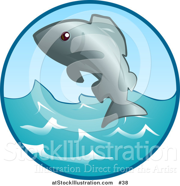 Vector Illustration of an Ocean Fish Jumping out of the Water