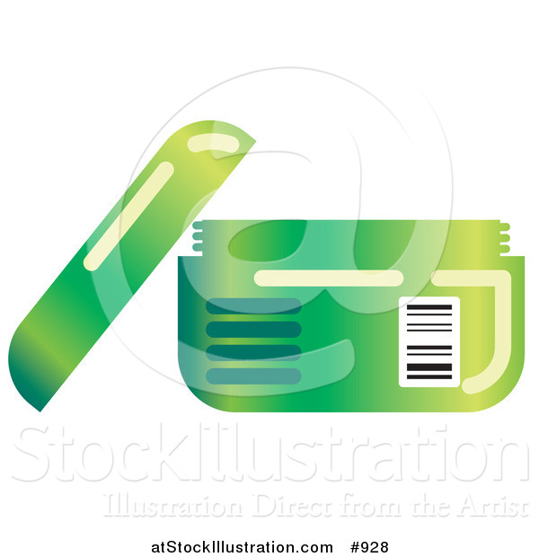 Vector Illustration of an Open Green Container of Face Cream or Body Lotion