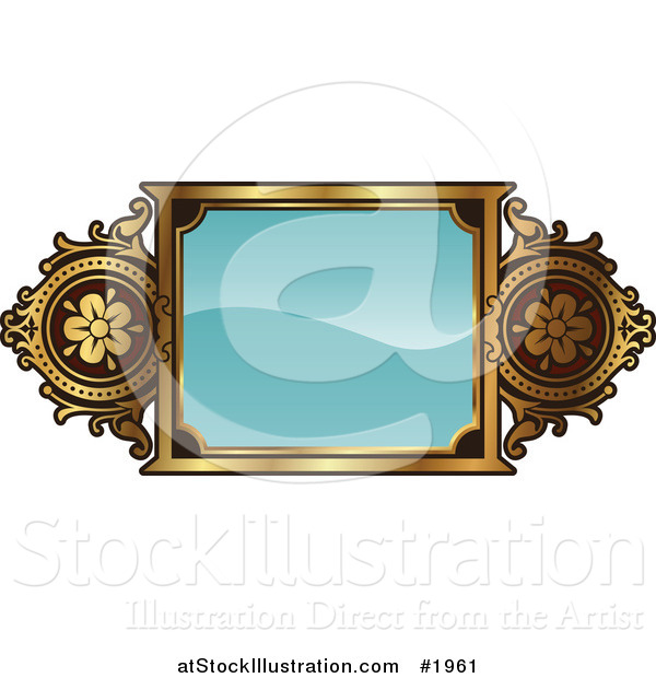 Vector Illustration of an Ornate Turquoise and Gold Frame with Copyspace