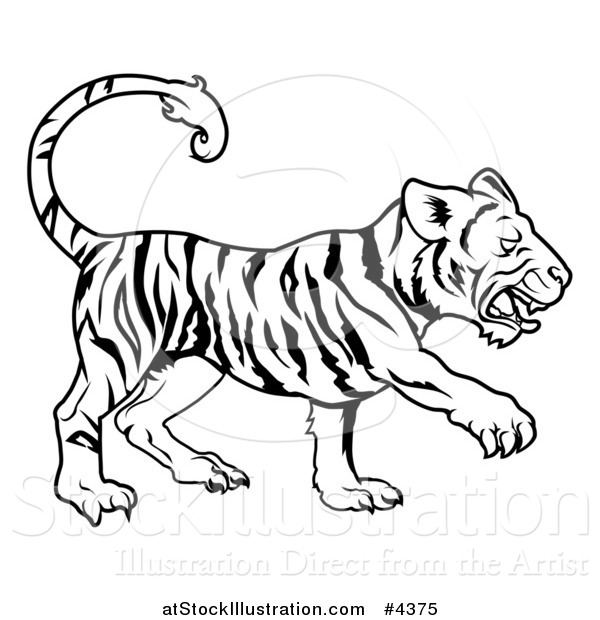 Vector Illustration of an Outlined Chinese Zodiac Tiger