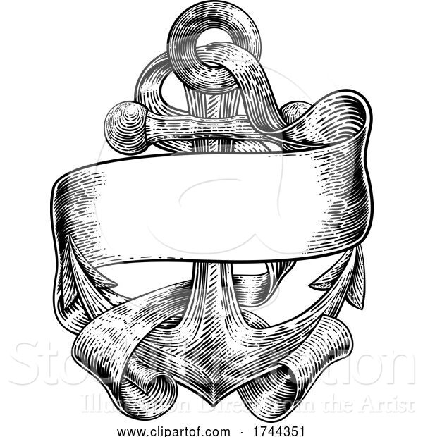 Vector Illustration of Anchor from Boat or Ship Tattoo Drawing