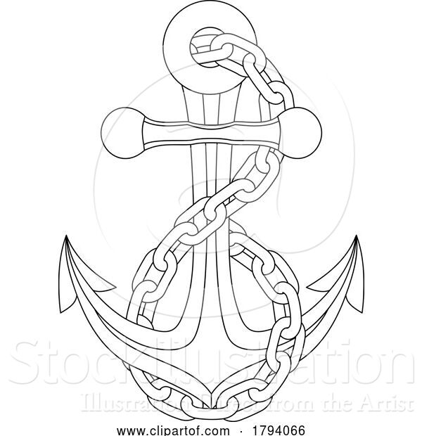 Vector Illustration of Anchor Ship Boat Chain Nautical Illustration