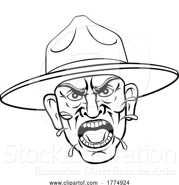 Vector Illustration of Angry Army Bootcamp Drill Sergeant