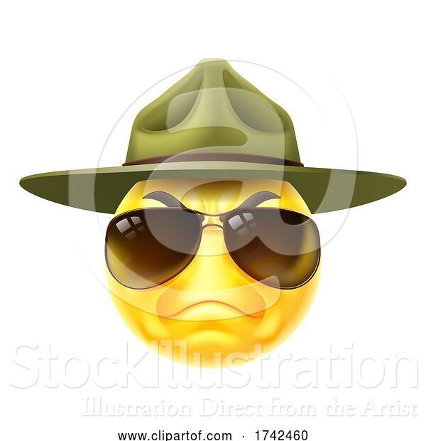 Vector Illustration of Angry Drill Sergeant Emoticon Face