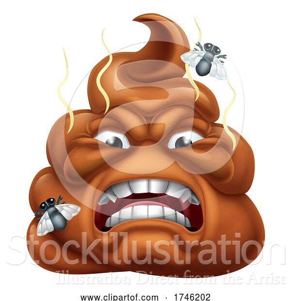 Vector Illustration of Angry Mad Dislike Hating Poop Poo Emoticon Emoji