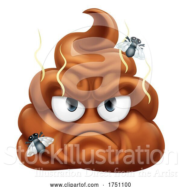 Vector Illustration of Angry Mad Dislike Hating Poop Poo Emoticon Emoji