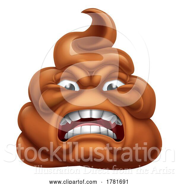 Vector Illustration of Angry Mad Dislike Hating Poop Poo Emoticon Emoji