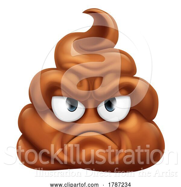 Vector Illustration of Angry Mad Dislike Hating Poop Poo Emoticon Emoji