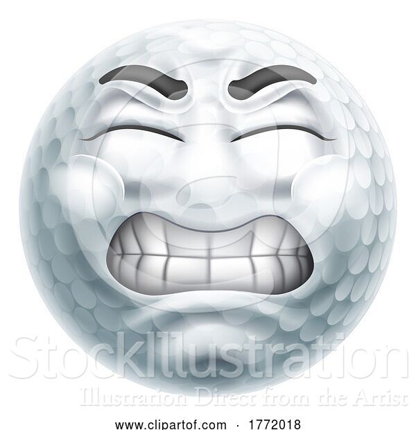 Vector Illustration of Angry Mad Golf Ball Hate Emoticon Face