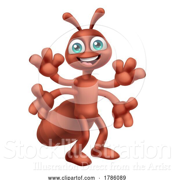 Vector Illustration of Ant Insect Bug Cute Character Mascot