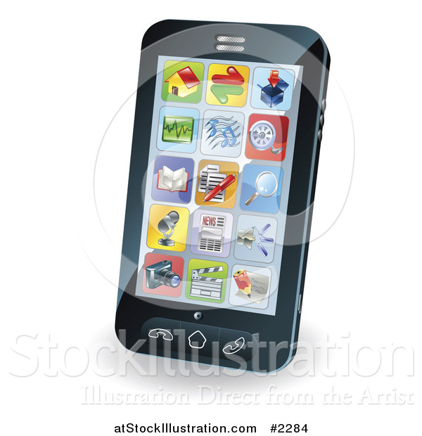 Vector Illustration of App Icons on a Smart Phone