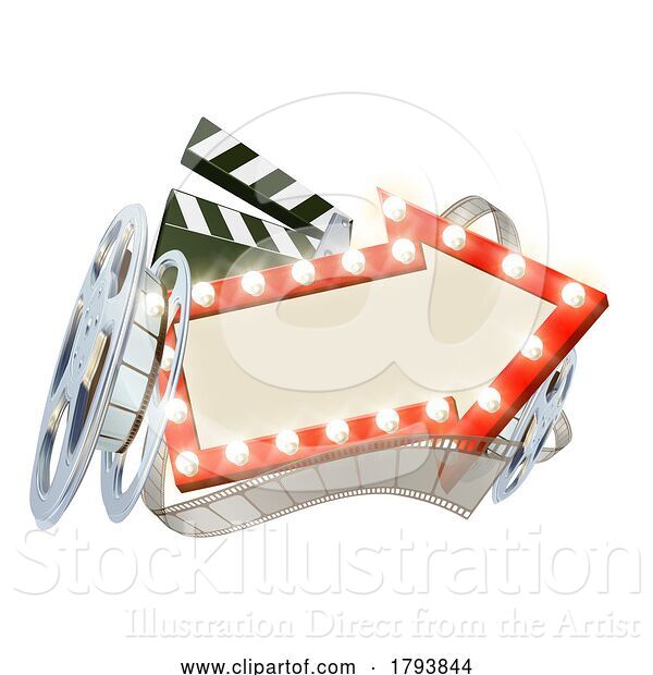 Vector Illustration of Arrow Sign Film Cinema Frame Movie Concept