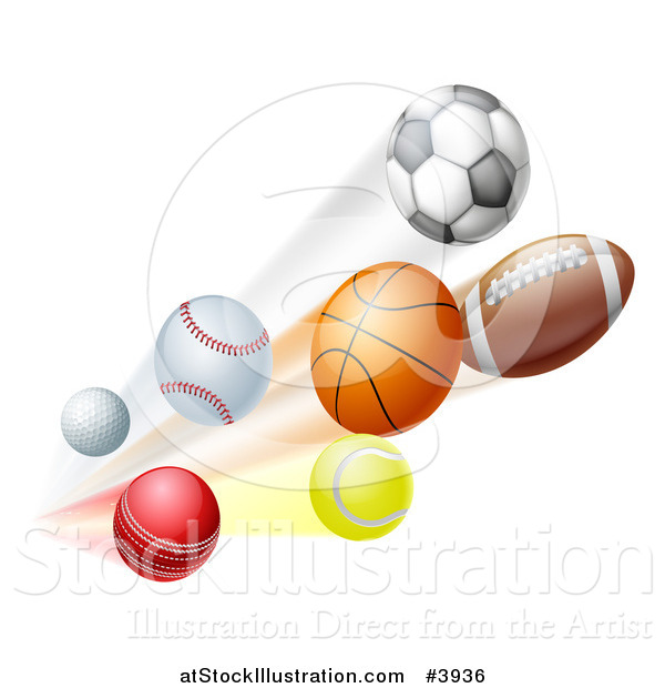 Vector Illustration of Athletic Sports Balls Flying