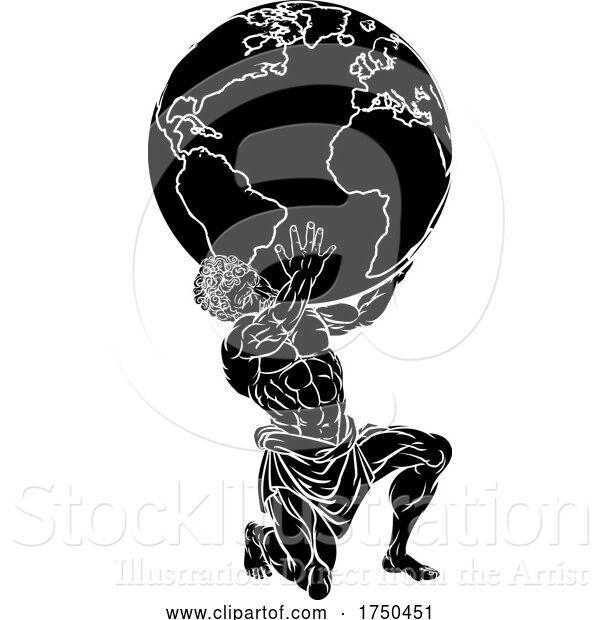 Vector Illustration of Atlas Titan Greek Myth Illustration