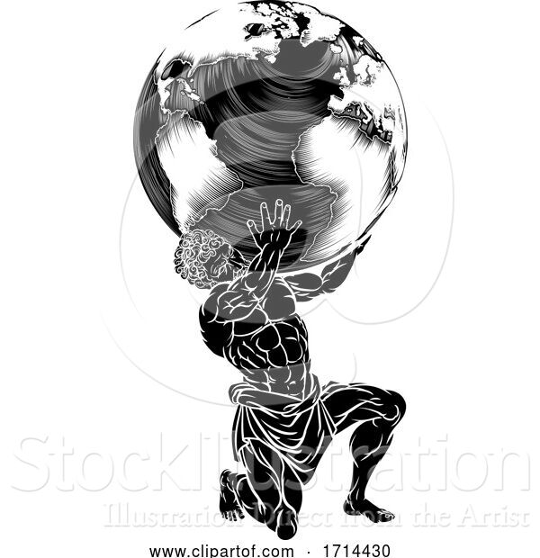 Vector Illustration of Atlas Titan Holding Globe