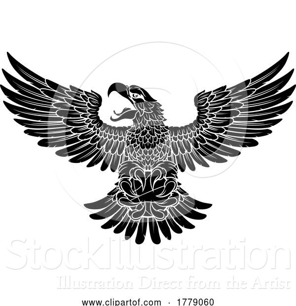 Vector Illustration of Bald Eagle Hawk Flying Basketball Ball Claw Mascot