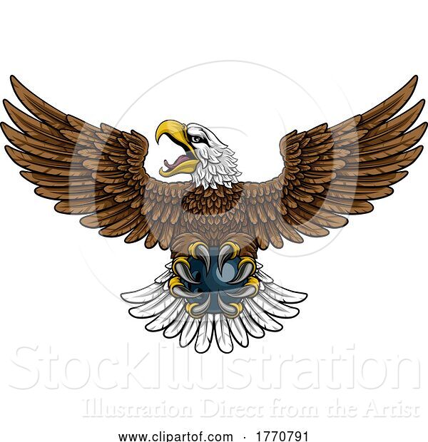Vector Illustration of Bald Eagle Hawk Flying Bowling Ball Claw Mascot