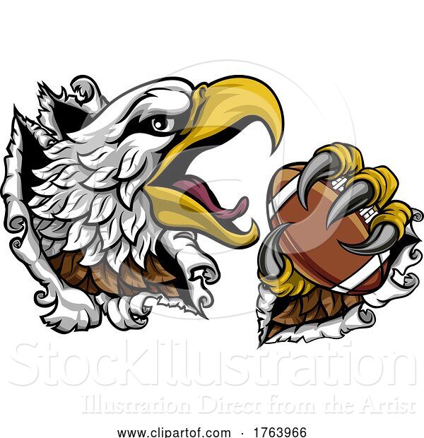 Vector Illustration of Bald Eagle Hawk Ripping American Football Mascot