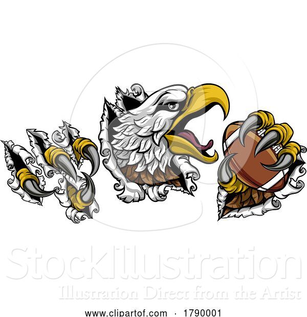 Vector Illustration of Bald Eagle Hawk Ripping American Football Mascot