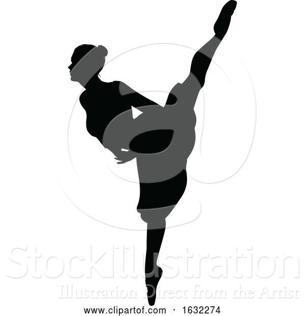 Vector Illustration of Ballet Dancer Silhouette Set