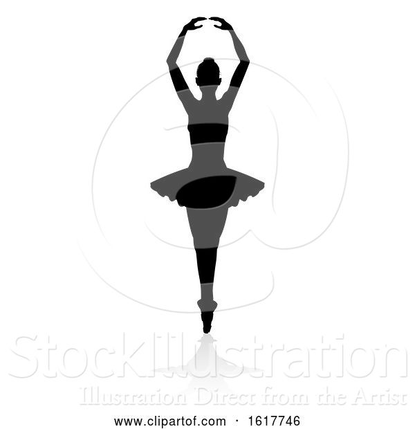Vector Illustration of Ballet Dancer Silhouette Set, on a White Background