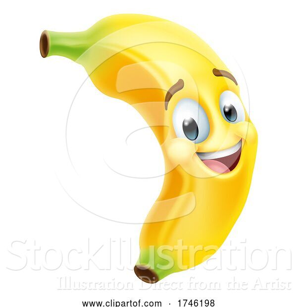 Vector Illustration of Banana Fruit Character Emoji Mascot