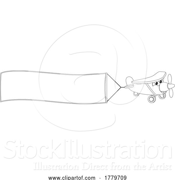 Vector Illustration of Banner Pulling Aeroplane Coloring Plane