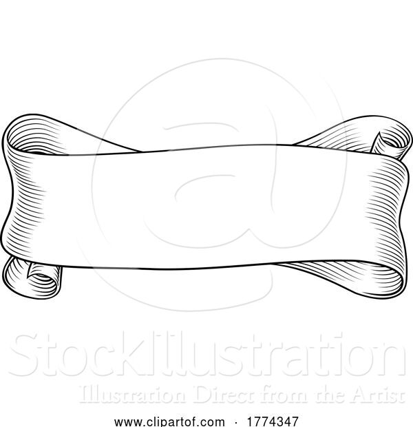 Vector Illustration of Banner Scroll Vintage Woodcut Engraved Etching