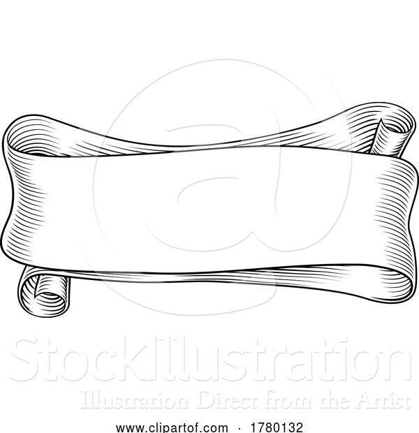 Vector Illustration of Banner Scroll Vintage Woodcut Engraved Etching