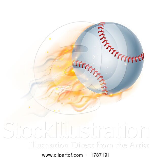 Vector Illustration of Baseball Ball with Flame or Fire Concept