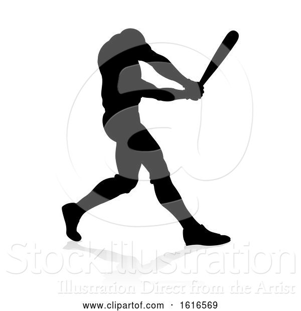 Vector Illustration of Baseball Player Silhouette