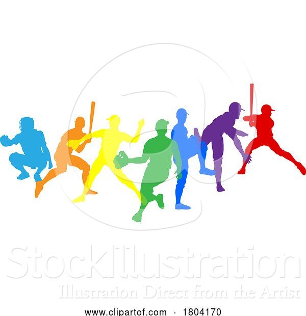 Vector Illustration of Baseball Silhouette Players Player Silhouettes