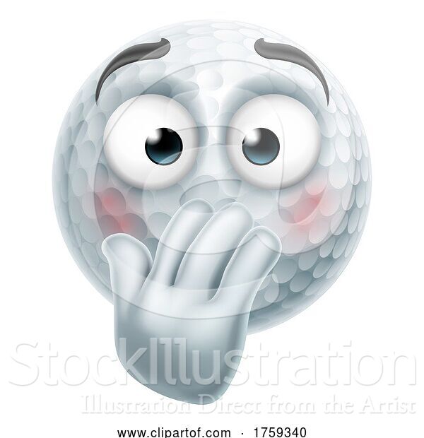 Vector Illustration of Bashful Timid Shy Embarrassed Golf Ball Emoticon