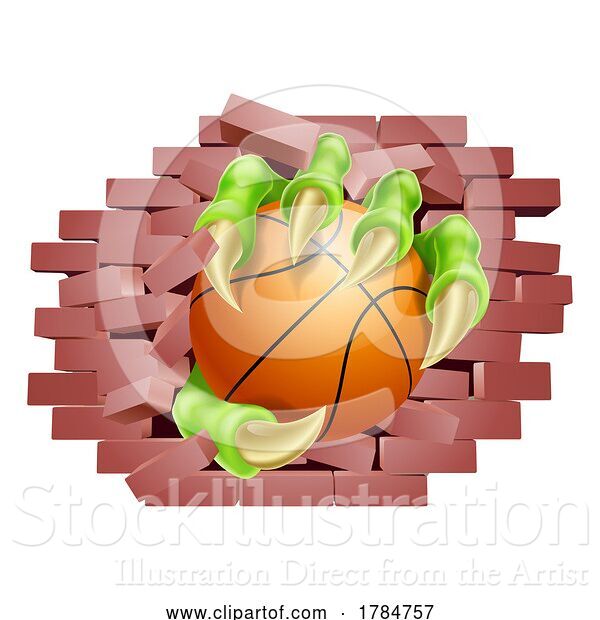 Vector Illustration of Basketball Ball Claw Breaking Through Wall