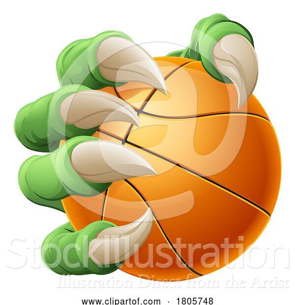 Vector Illustration of Basketball Ball Claw Monster Animal Hand