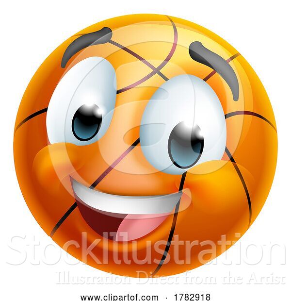 Vector Illustration of Basketball Ball Emoticon Face Emoji Icon