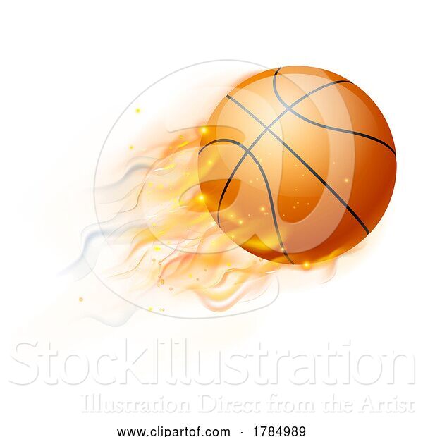 Vector Illustration of Basketball Ball with Flame or Fire Concept
