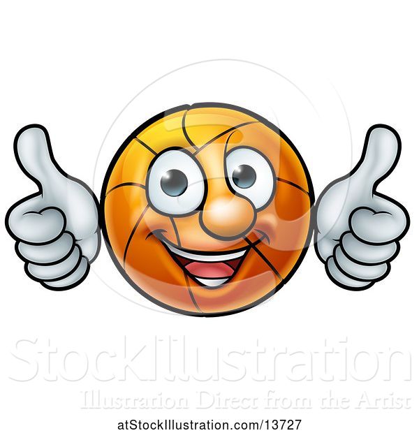 Vector Illustration of Basketball Character Holding Two Thumbs up