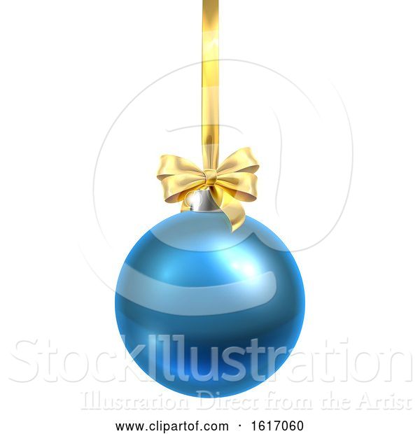 Vector Illustration of Bauble Christmas Ball Glass Ornament Blue