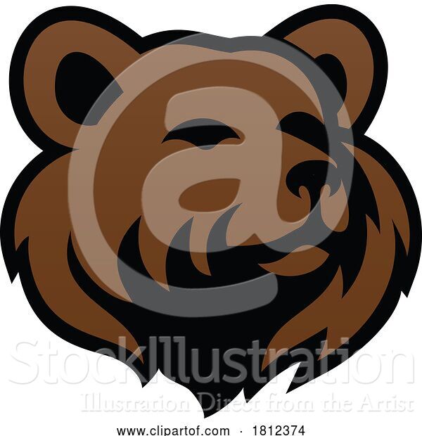 Vector Illustration of Bear Grizzly Animal Design Icon Mascot Head Sign