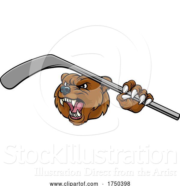 Vector Illustration of Bear Ice Hockey Player Animal Sports Mascot