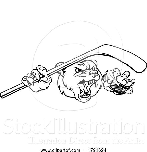 Vector Illustration of Bear Ice Hockey Player Animal Sports Mascot