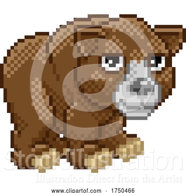 Vector Illustration of Bear Pixel Art Animal Video Game