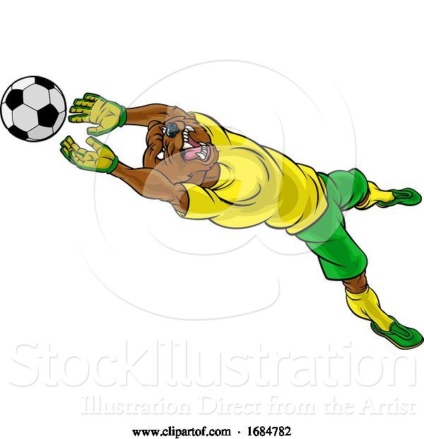 Vector Illustration of Bear Soccer Football Player Animal Sports Mascot